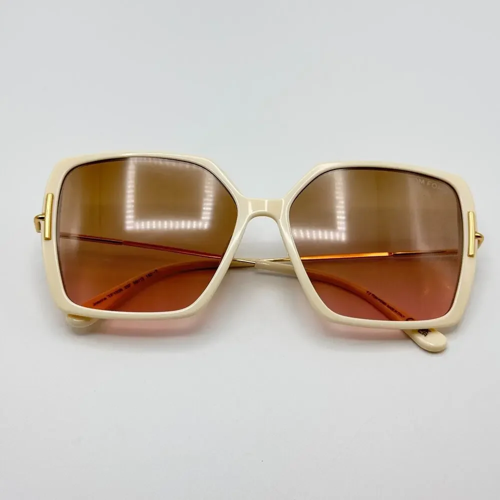 Tom Ford Sunglasses Joanna TF1039 25F Ivory Square Oversized Gradient Brown Lens